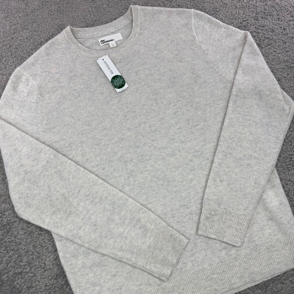 The Commons Fletcher Mens 100% Cashmere Crewneck Sweater Off-White Large NEW